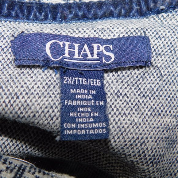 CHAPS womens 2XL White Navy Blue Aztec south west Cowl Neck Pullover Sweater - Picture 4 of 9